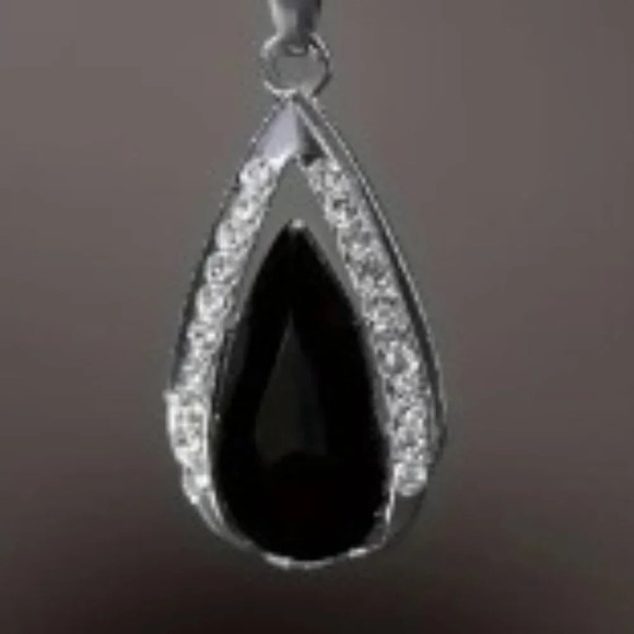 Gothic Waterdrop Pendant Necklace Adjustable Black Rope Chain, Black Retro - Picture 4 of 7